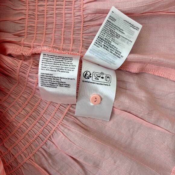 H&M Smocked Peplum Sleeveless Peach Color Top Blouse - SZ L New w Tag - Picture 5 of 5